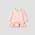 Juniors Peter Pan Collar Long Sleeve Dress with Zip Closure - Pink / 12-18 mths