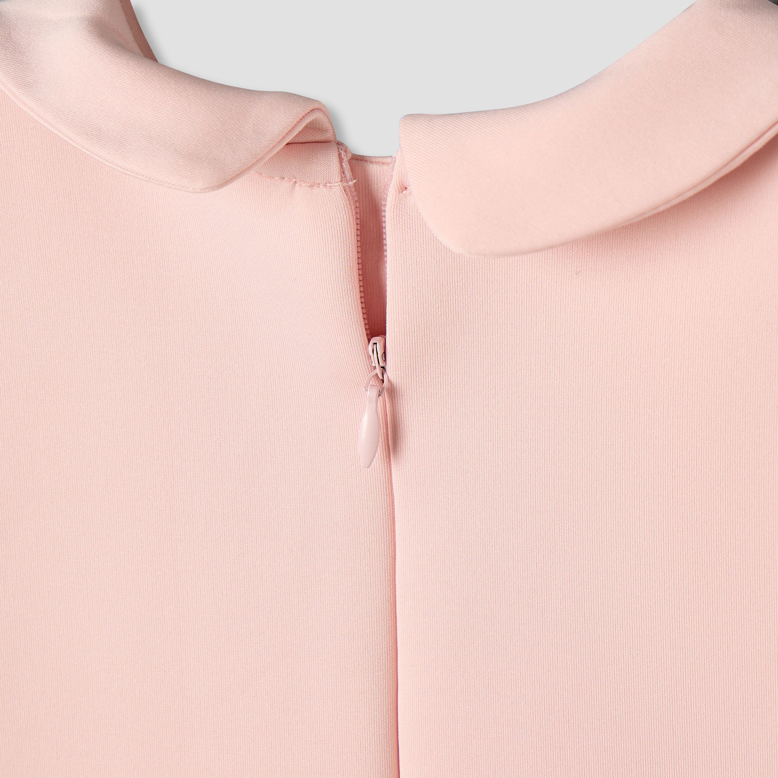 Juniors Peter Pan Collar Long Sleeve Dress with Zip Closure