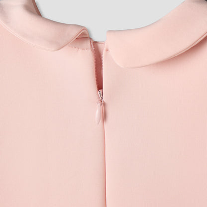 Juniors Peter Pan Collar Long Sleeve Dress with Zip Closure
