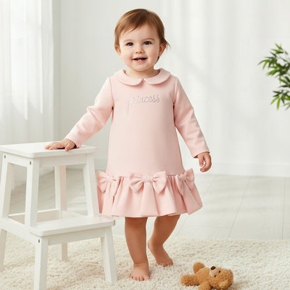 Juniors Peter Pan Collar Long Sleeve Dress with Zip Closure