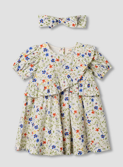 Juniors Round Neck Short Sleeves A-line Dress with Headband-baby-girls-clothing-dressesandjumpsuits-image-2