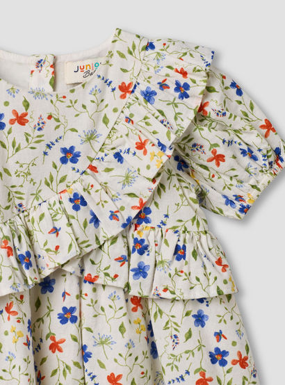 Juniors Round Neck Short Sleeves A-line Dress with Headband-baby-girls-clothing-dressesandjumpsuits-image-6