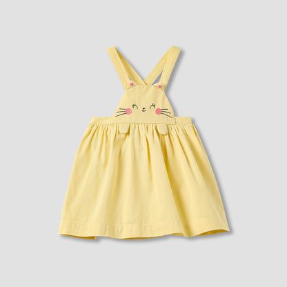 Juniors Cat Embroidered Pinafore and Collared Top Set