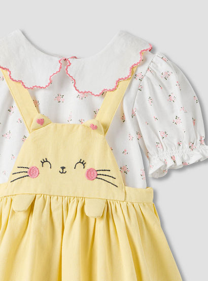 Juniors Cat Embroidered Pinafore and Collared Top Set-baby-girls-clothing-setsandcoords-image-4