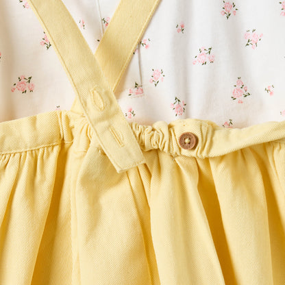 Juniors Cat Embroidered Pinafore and Collared Top Set