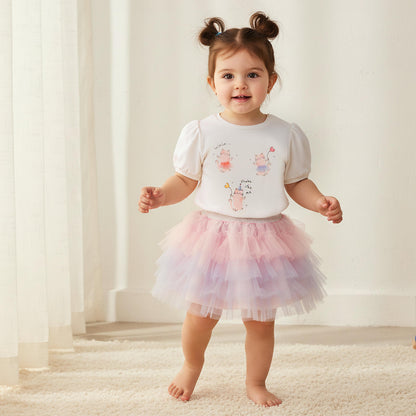 Juniors Cat Print Top with Crew Neck and Headband Set - Multicolour / 24-36 mths