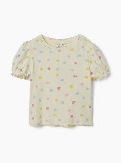 Juniors Bunny Applique Dungaree and Polka Dot Print T-shirt Set-baby-girls-clothing-setsandcoords-image-2
