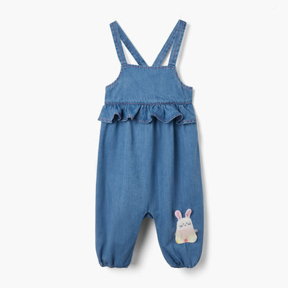 Juniors Bunny Applique Dungaree and Polka Dot Print T-shirt Set
