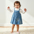 Juniors Girls T-shirt and Pinafore Set with Butterfly Applique - Cotton - Long Sleeves - Turtleneck - Multicolour / 12-18 mths