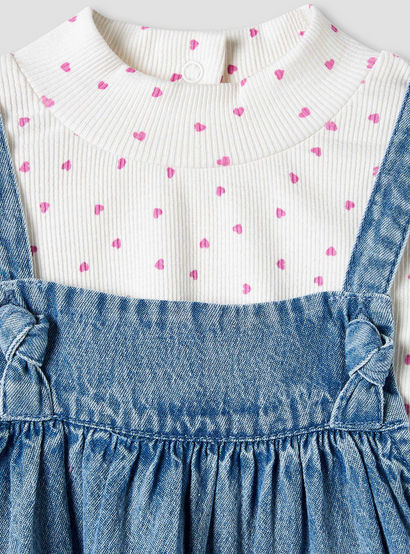 Juniors Girls T-shirt and Pinafore Set with Butterfly Applique - Cotton - Long Sleeves - Turtleneck-baby-girls-clothing-setsandcoords-image-5