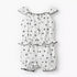 Juniors Square Neck Cap Sleeves Romper with Bow Print - White / 12-18 mths