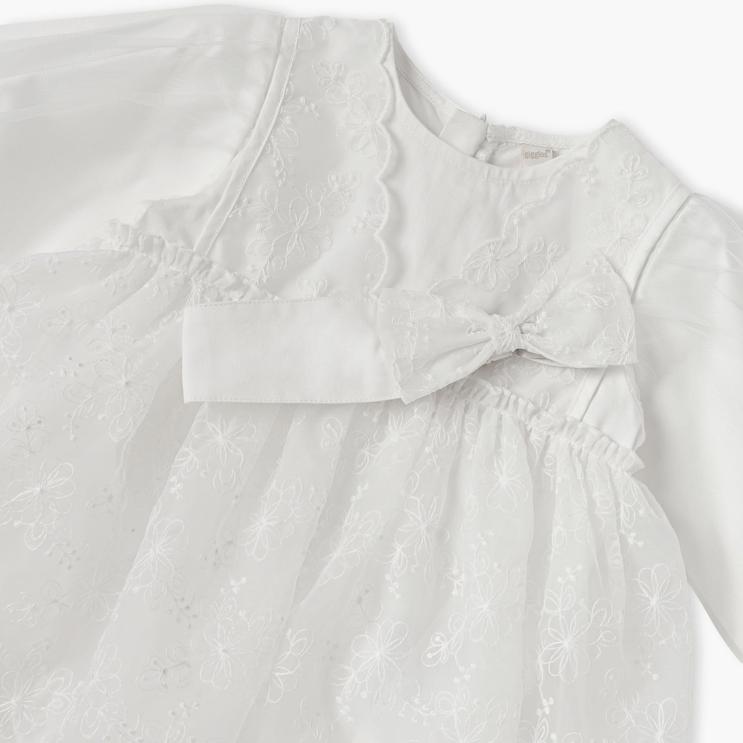 Giggles Floral Embroidered Dress with Headband