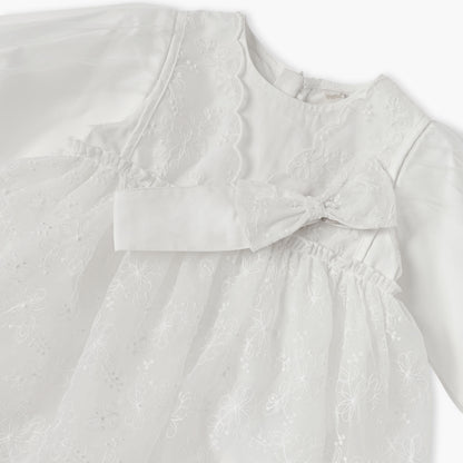 Giggles Floral Embroidered Dress with Headband