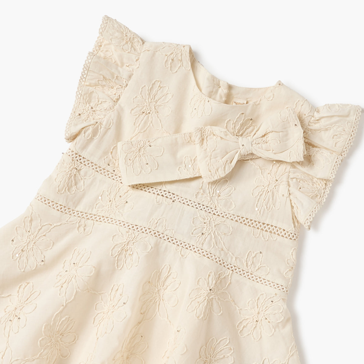 Giggles Embroidered Dress with Headband