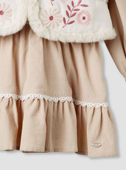 Giggles Embroidered Tiered Dress with Sweater and Stockings-baby-girls-clothing-winterwear-dresses-image-6