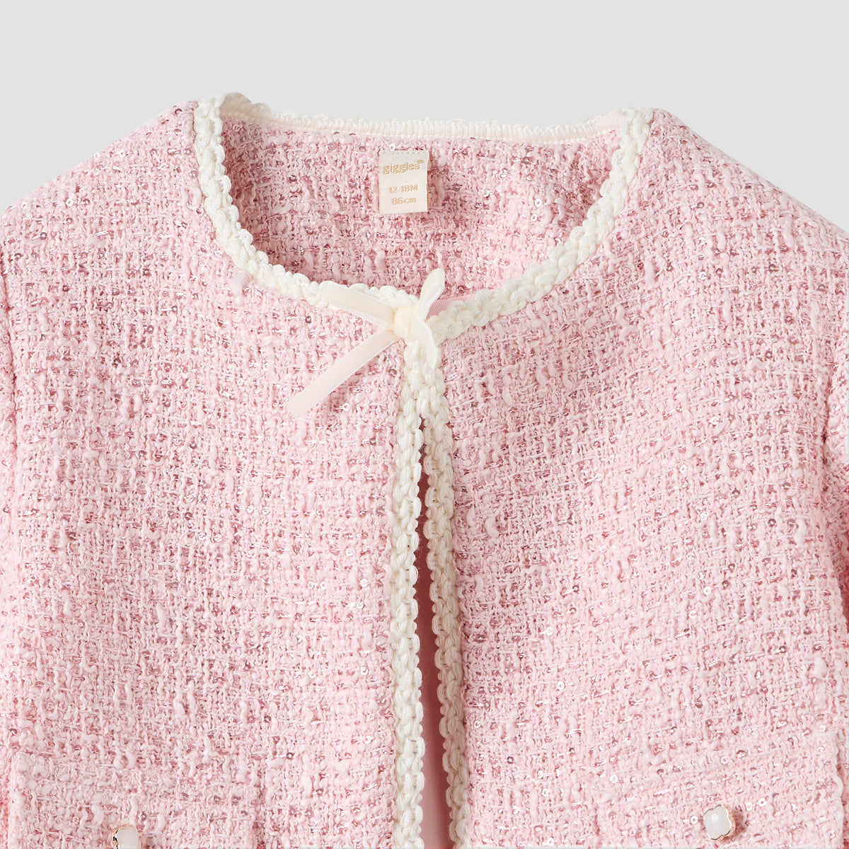Giggles Textured Cardigan and Tights Set