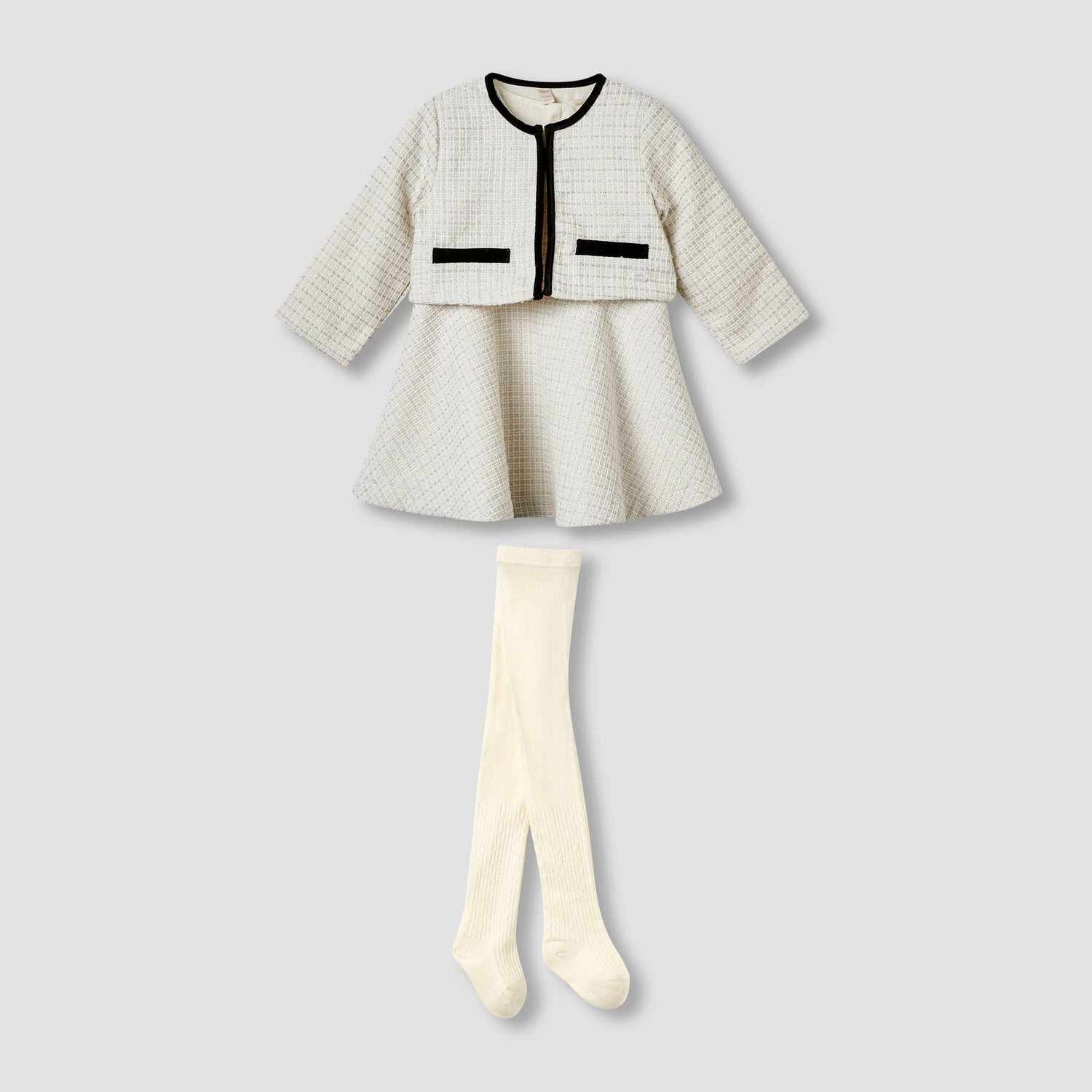 Giggles Textured Dress with Jacket and Stockings