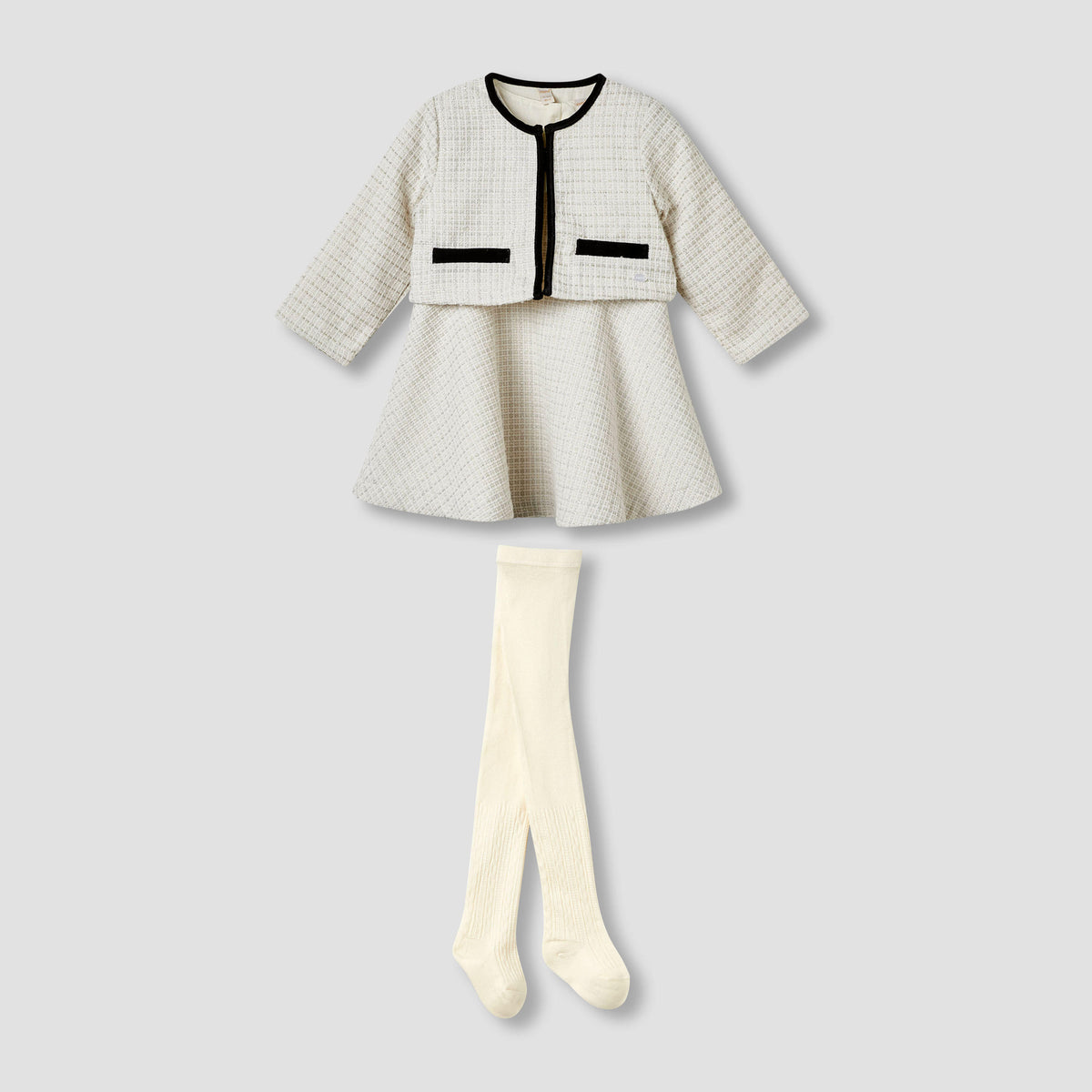Giggles Textured Dress with Jacket and Stockings