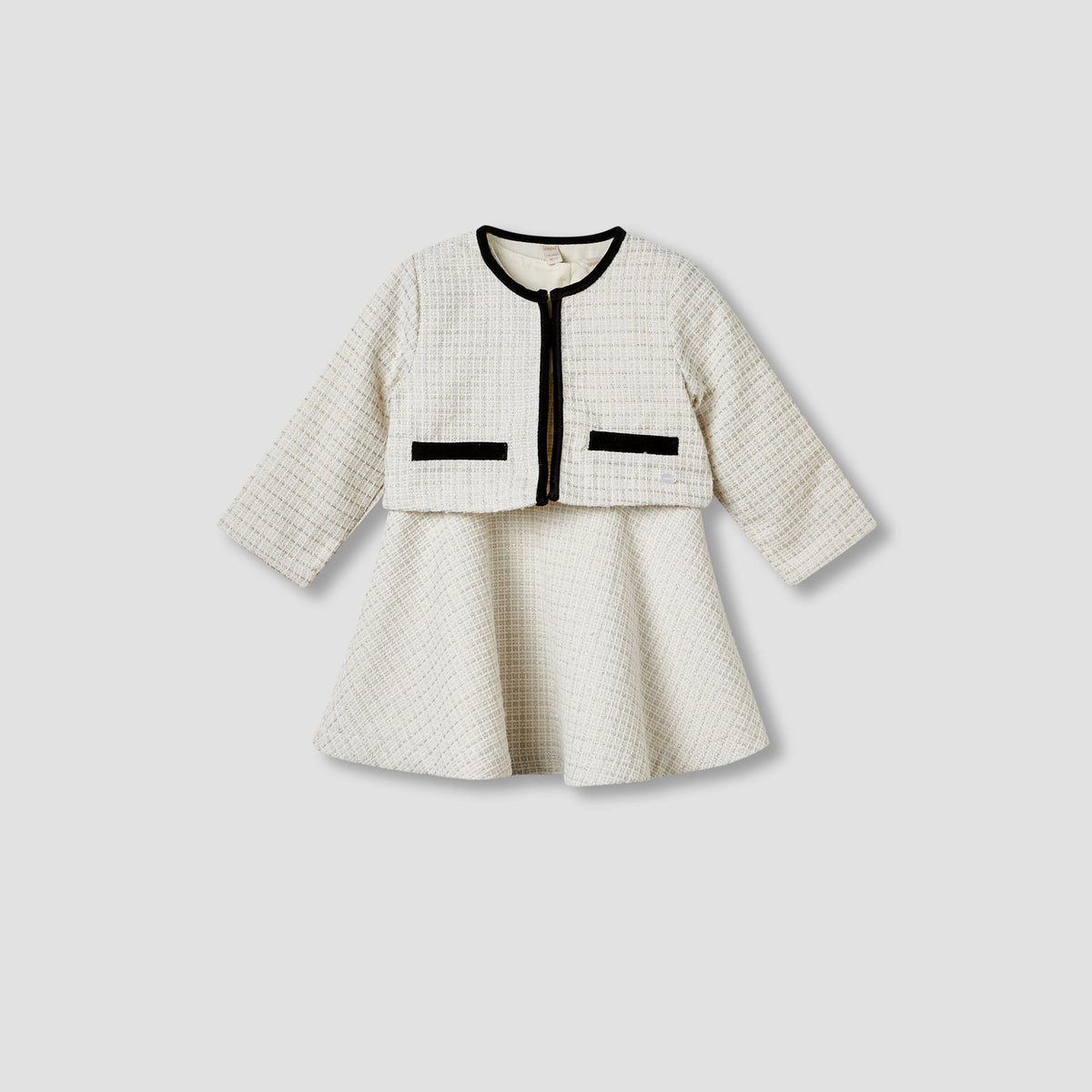 Giggles Textured Dress with Jacket and Stockings
