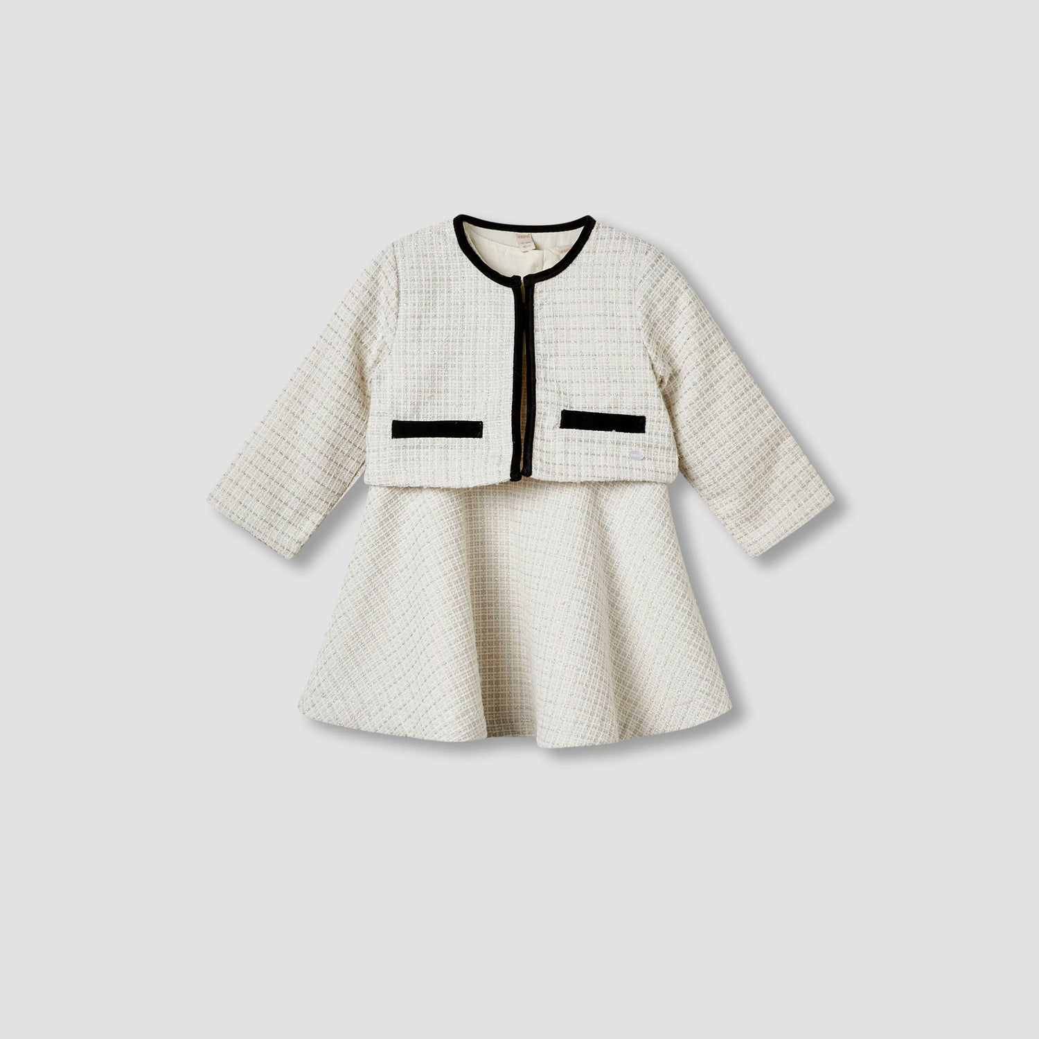 Giggles Textured Dress with Jacket and Stockings