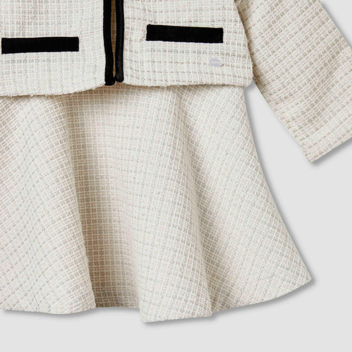 Giggles Textured Dress with Jacket and Stockings