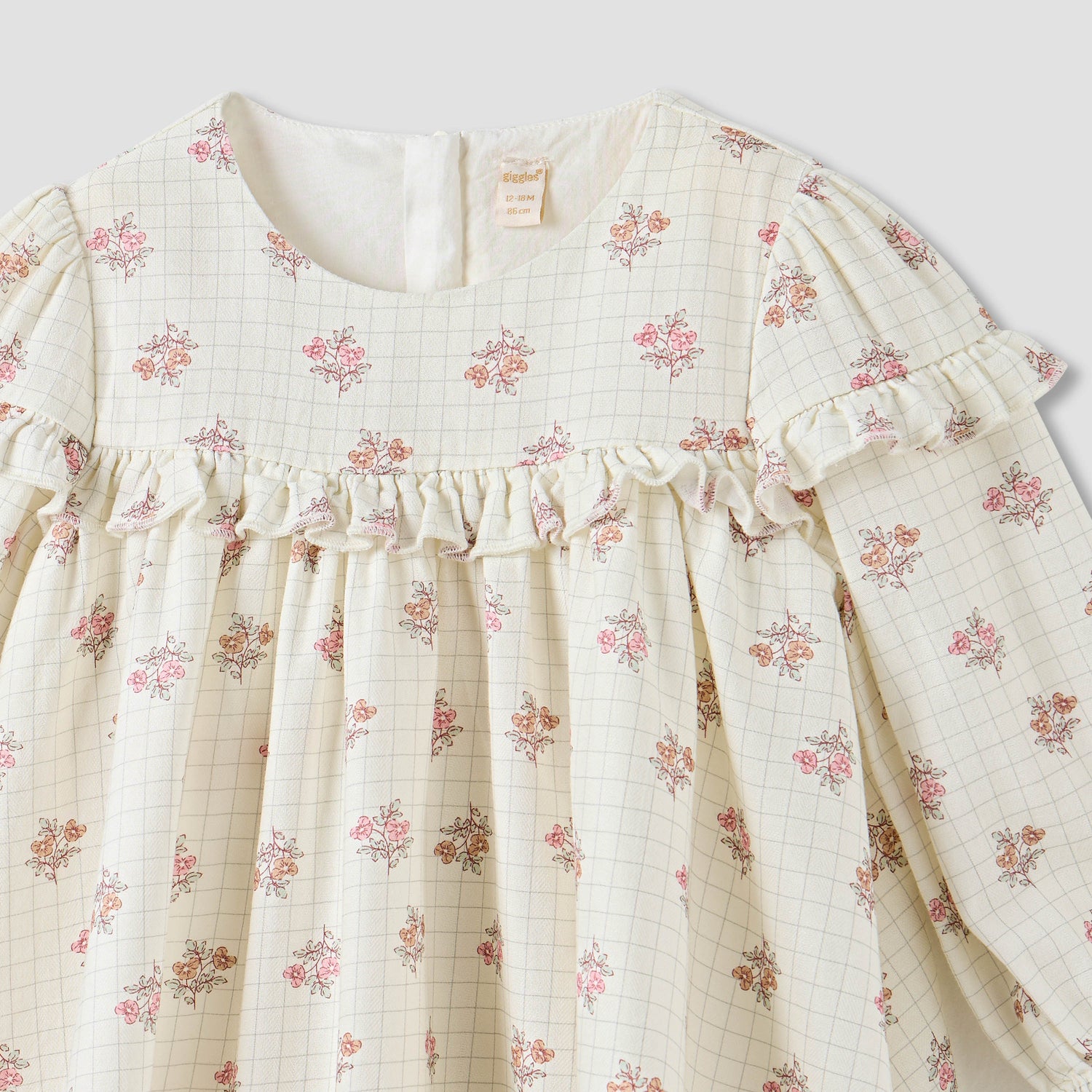 Giggles Floral Print Ruffle Dress and Tights Set