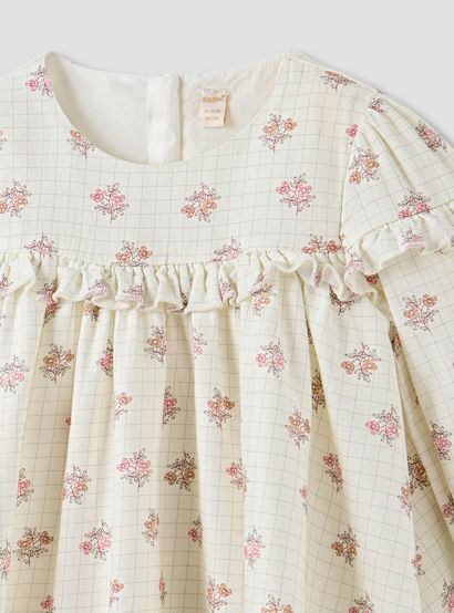 Giggles Floral Print Ruffle Dress and Tights Set-baby-girls-clothing-winterwear-dresses-image-4