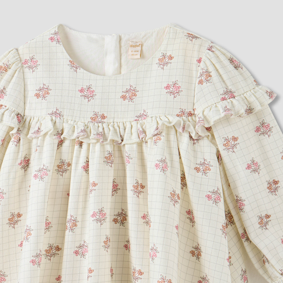 Giggles Floral Print Ruffle Dress and Tights Set