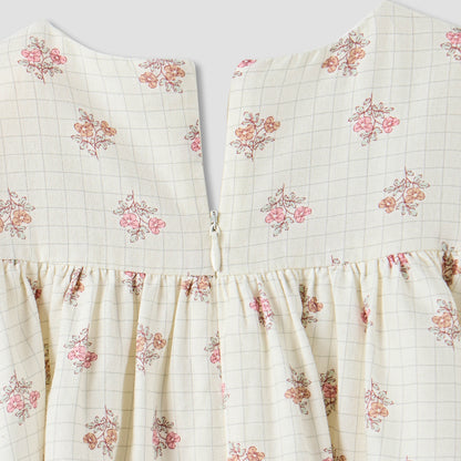 Giggles Floral Print Ruffle Dress and Tights Set