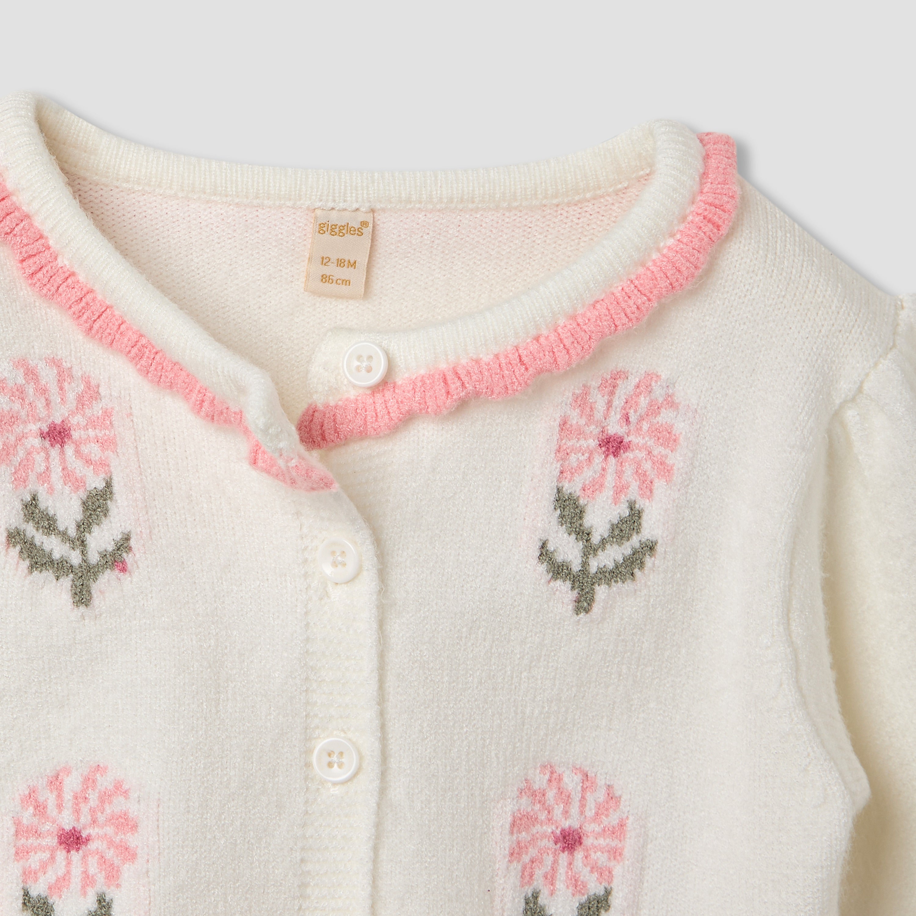 Giggles Floral Print Dress with Cardigan and Tights