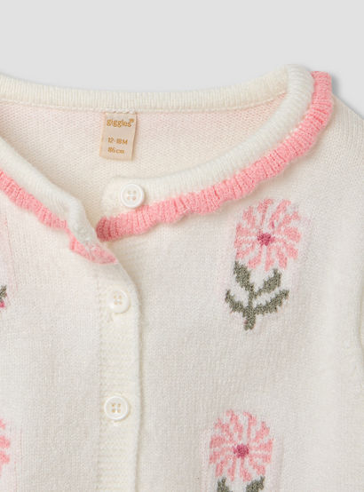 Giggles Floral Print Dress with Cardigan and Tights-baby-girls-clothing-winterwear-dresses-image-8