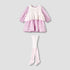 Giggles Peter Pan Collar Dress with Sleeveless Sweater and Tights - Pink / 12-18 mths
