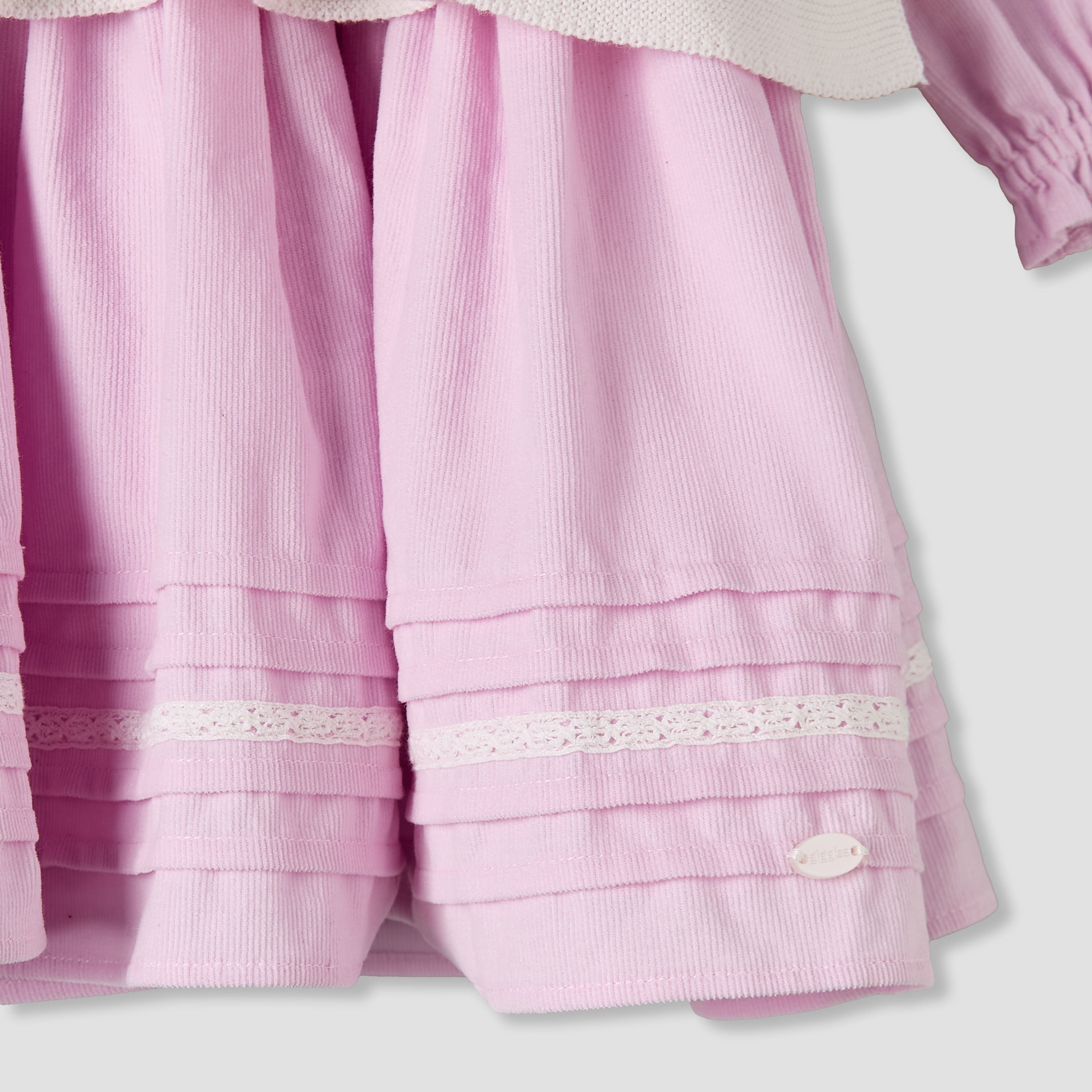 Giggles Peter Pan Collar Dress with Sleeveless Sweater and Tights