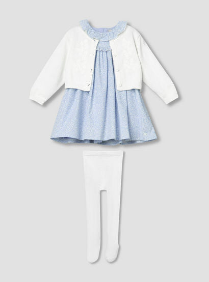 Giggles Round Neck Long Sleeves Dress with Cardigan and Tights-baby-girls-clothing-dressesandjumpsuits-image-2