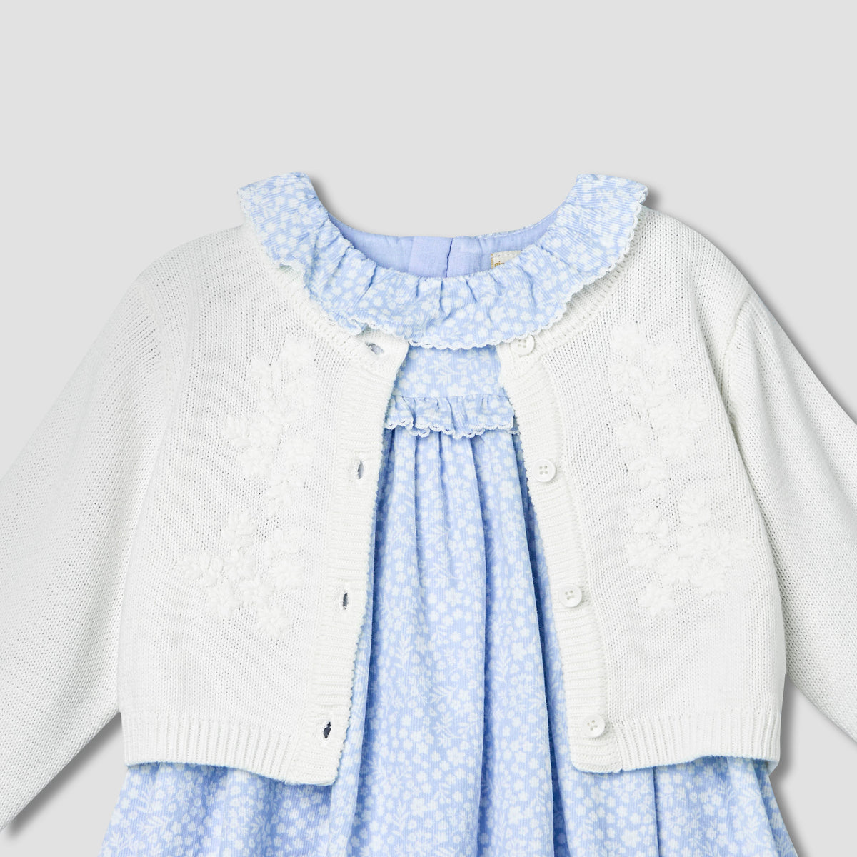 Giggles Round Neck Long Sleeves Dress with Cardigan and Tights