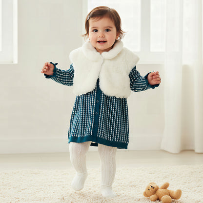 Giggles Textured Dress with Shrug and Tights
