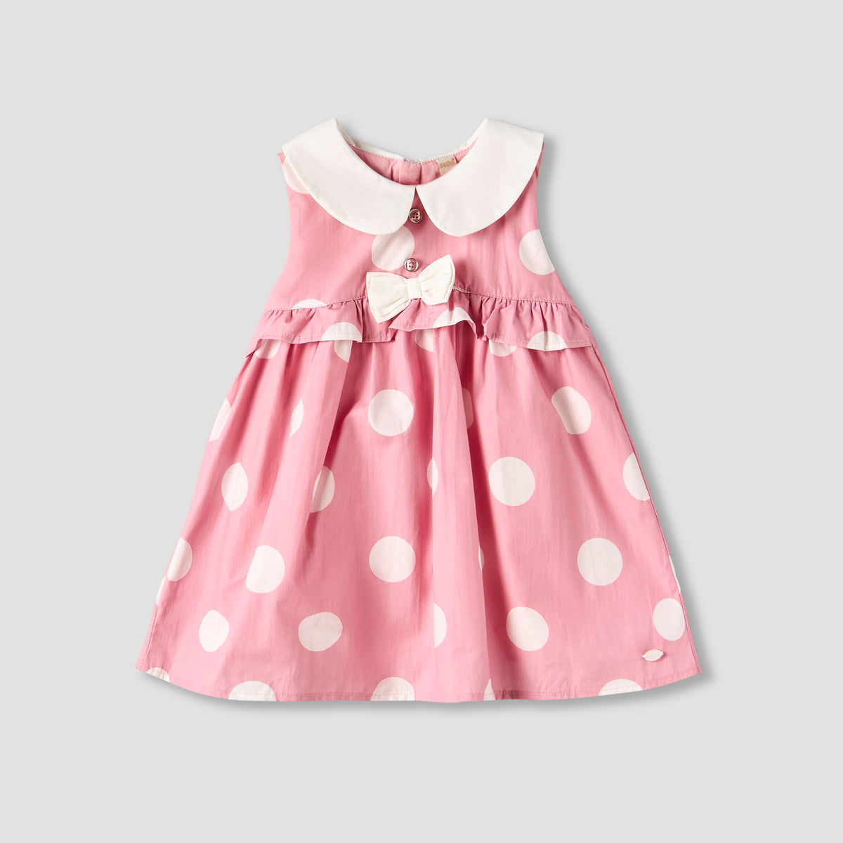 Giggles Peter Pan Collar Sleeveless A-line Dress with Polka Dot Print