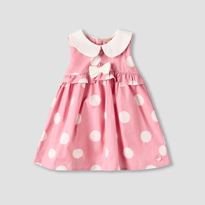 Giggles Peter Pan Collar Sleeveless A-line Dress with Polka Dot Print