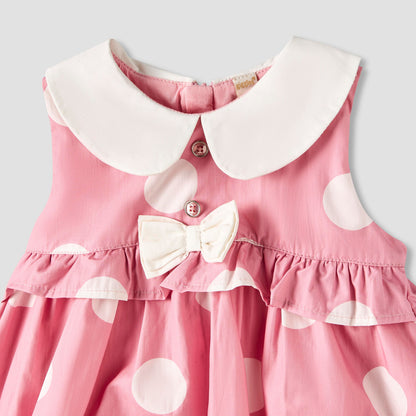 Giggles Peter Pan Collar Sleeveless A-line Dress with Polka Dot Print