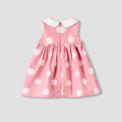 Giggles Peter Pan Collar Sleeveless A-line Dress with Polka Dot Print
