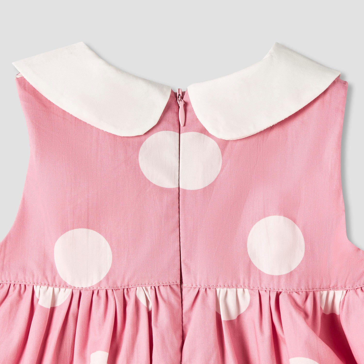 Giggles Peter Pan Collar Sleeveless A-line Dress with Polka Dot Print