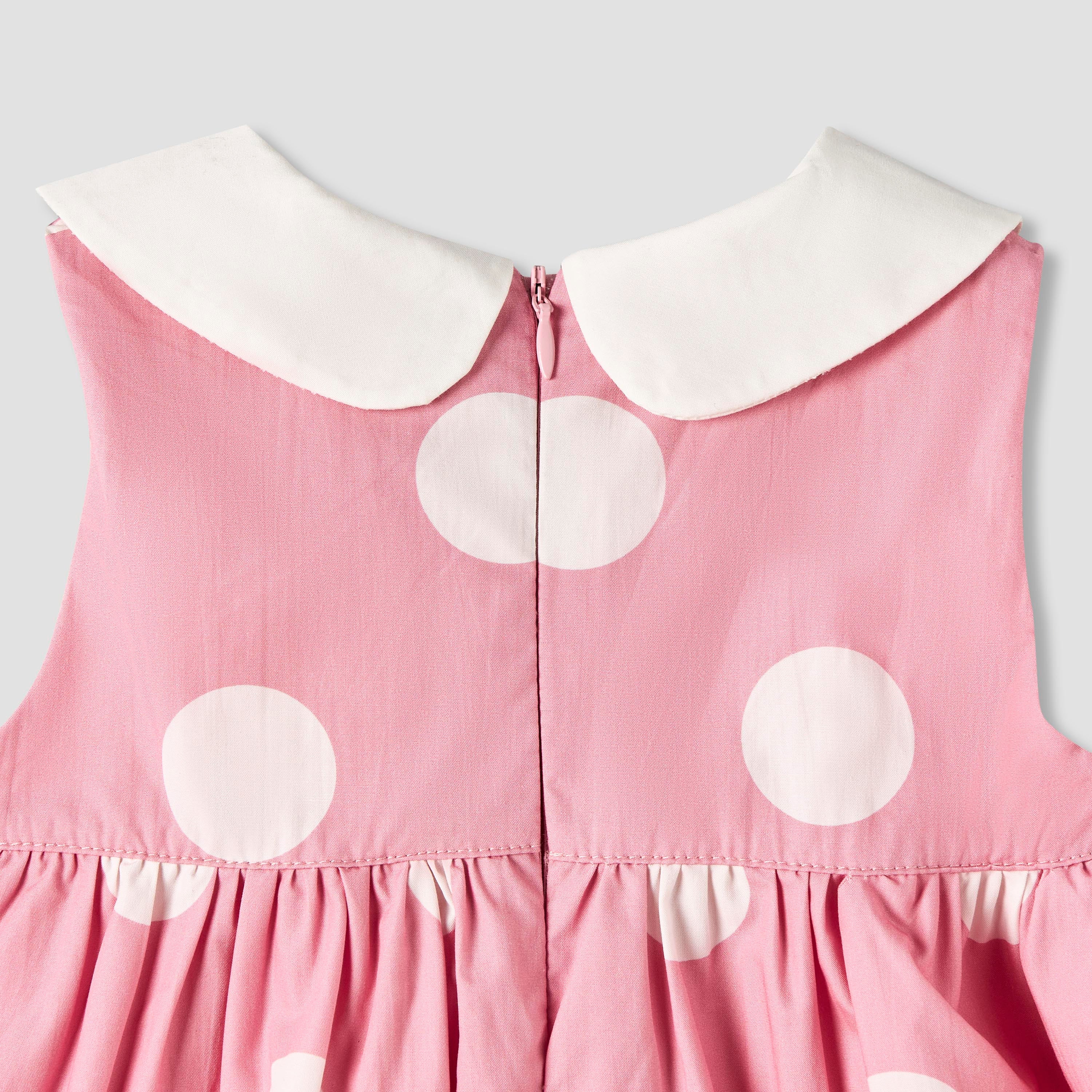 Giggles Peter Pan Collar Sleeveless A-line Dress with Polka Dot Print