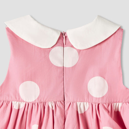 Giggles Peter Pan Collar Sleeveless A-line Dress with Polka Dot Print