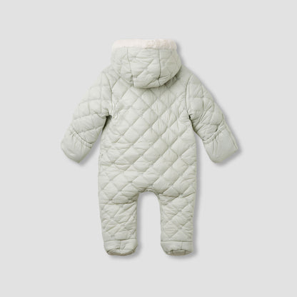Giggles Quilted Closed Feet Coverall with Hood and Long Sleeves