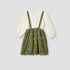 Giggles Floral Embroidered Pinafore and Top Set - Green / 12-18 mths