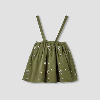 Giggles Floral Embroidered Pinafore and Top Set