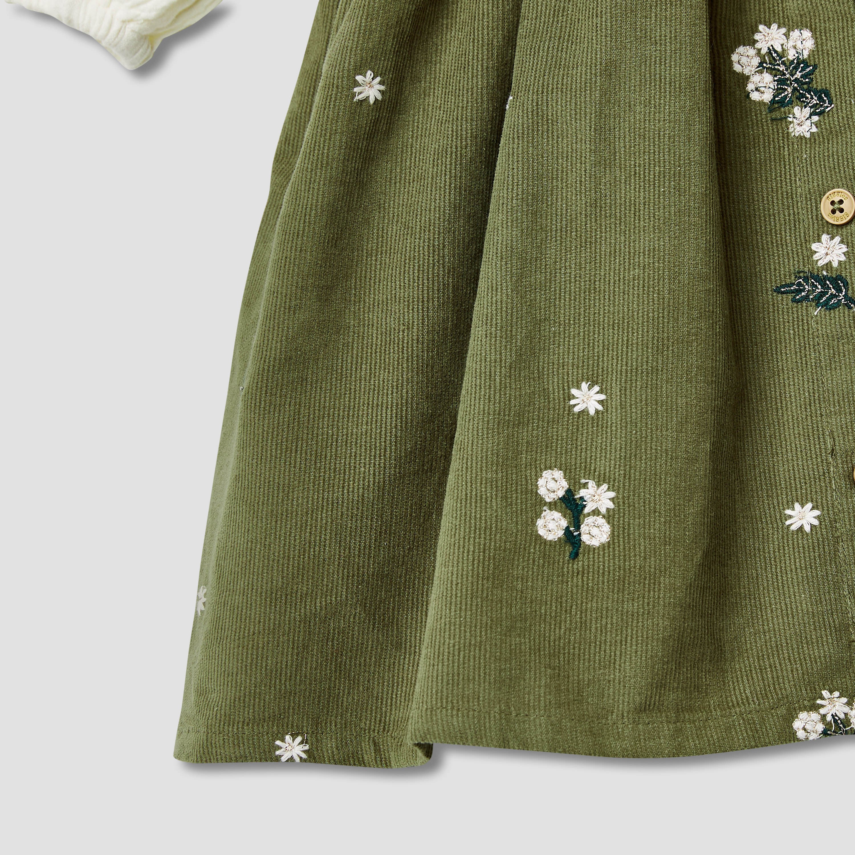 Giggles Floral Embroidered Pinafore and Top Set