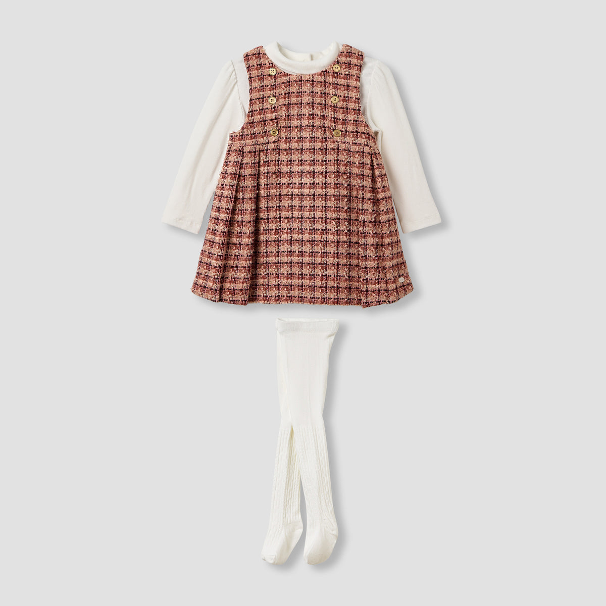 Giggles Textured Pinafore with Top and Tights