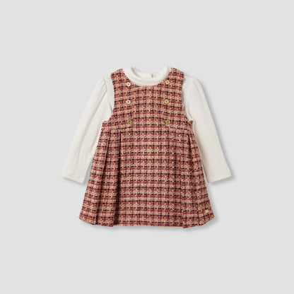 Giggles Textured Pinafore with Top and Tights