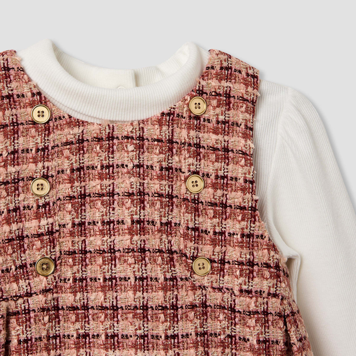 Giggles Textured Pinafore with Top and Tights